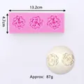 Pink rose flower silicone mold for chocolate fondant and cake decoration accessories - 3D Rose Three-Hole (50-83) / 13.2cmx4.7cm / Pink