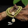 Bracciale a doppio giro in perle Alashan verde matcha con ciondolo a zampa di gatto - Stile Artiglio di Gatto Verde Matcha / Doppio Giro (Perle da circa 8mm)