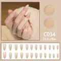 Nude almond press-on nail set with 24 pieces in model C034 skin tone - Nude Long Almond Style (C034) / 24 Pcs/Set