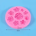 Pink multi-size rose flower silicone fondant mold 10cm diameter for cake decoration - Nine-Hole Rose (50-23) / 10cm / Pink