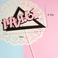 Decoración para tarta rosa día del niño 6.1 con dimensiones de 8,2 cm x 13 cm en imagen - Topper Happy 61 (Rosa)
