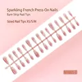 Detailed view of 30pcs cat eye blush French press-on nails on a sized strip - Blush Cat Eye Style (MY001-T) / 30 Packs / Pink