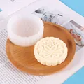 Round lotus pattern silicone mold for mooncakes and handmade aromatherapy candles - Lotus Style (50-2684) / White