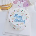 Minimalist blue Happy Birthday soft glue cake topper decoration on a cream cake - Blue Soft Glue Birthday Letters