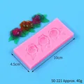 Three-cavity rose flower silicone mold 10x4.5cm for cake decorating and resin crafts - Three-Row Rose (50-211) / 10cm x 4.5cm / Pink