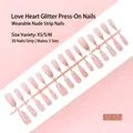 30 stuks hartglitter opdruk nagelstrips in roze nude voor professionele DIY-manicure - S192-T