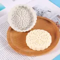 Round floral mooncake silicone mold for DIY scented candles and handmade soap making - Mandala Style (50-2685) / Gray