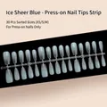 Ensemble professionnel de 30 faux ongles dégradés bleu glacé transparents, tailles XS/S/M - Glace Transparente Bleu Dégradé Fuselé (S264-T) / Pack de 30