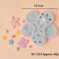 Grey silicone mold for various flower daisy fondant and chocolate cake decorations - Multi-Hole Flower Style (50-1223) / 10.5cm / Gray