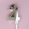 Vela número 4 en color champán metalizado con corona para la gran tarta de cumpleaños - 4 / 1 Pieza / Rosa oro