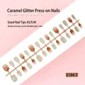 Volledige set van 30 stuks caramel glitter en nude gradiënt kunstnagels press-on nails - S194-T