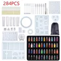 Professional 284pcs DIY resin jewelry mold set including glitter, tools and silicone molds - 284 Items (Y050) / Y050