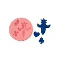 Round silicone mold for fondant featuring fleur-de-lis heart and club shapes 4.1cm - Iris Heart Plum Blossom (50-1082) / 4.1cm / Pink