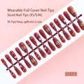 Red matte press-on nail set of 30 with gold lucky patterns and lettering - Red Fortune And Good Luck Style (S147-T) / 30 Pieces/Strip (Includes XS/S/M Sizes)