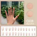 Model C038 almond-shaped natural pink gradient press-on nails set with 24 pieces - Light Pink Gradient Long Almond Style (C038) / 24 Pcs/Set