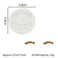 Round white silicone eyelash mold for fondant with dimensions and gold finish examples - Closed Eye Eyelashes Mold (50-828-B)