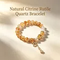 Natürliches gelbes Kristallarmband mit eleganten Herz- und Flaschenkürbis-Anhängern - Gelber Turmkristall Flaschenkürbis Armband / Gelb