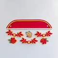 Traditionelle chinesische Kuchendekoration aus Weichgummi in Rot und Gelb - Roter Qipao-Stil / 7-teiliges Set / Rot