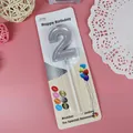 Vela de cumpleaños metálica número 2 en paquete de venta para decoración de pasteles - Número 2 / Plateado