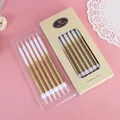 12-piece gradient gold thin pencil birthday candles in kraft box - 12 PCS / Gold White Gradient