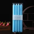 Set of 4 blue 25cm classic taper candles for romantic dinner and wedding party decor - 2.2x25cm Long Taper Candle / 4Pcs Set / Blue