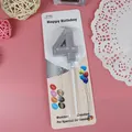 Vela de cumpleaños número 4 plateada brillante en embalaje para decoración de pasteles - Número 4 / Plateado