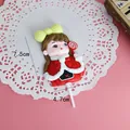 Decorazione per cupcake natalizia statuina ragazza in costume da Babbo Natale per dolci - Argilla morbida natalizia-Ragazza delle caramelle / 1 Pezzo