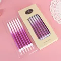 Set of 12 elegant purple gradient long pencil birthday candles in kraft paper box - 12 PCS / Purple White Gradient