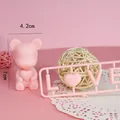 Ours rose décoration de gâteau avec cadre LOVE, dimensions 4,2x7cm pour anniversaire - Pink Love Bear