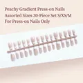 Bandes d'ongles à presser dégradé pêche premium, lot de 30 pièces tailles S/XS/M - Glace Transparente Pêche Laiteuse Dégradé (S273-T) / Pack de 30