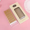 12-piece pack of elegant gold pencil-shaped birthday candles in a kraft paper box - 12 PCS / Gold