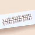 Lot de 30 bandes d'ongles à presser à pois rose-brun en tailles assorties S/XS/M - Rose Brun Pois Lignes (S276-T) / Pack de 30