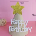 Lindo gorro de fiesta de cumpleaños de fieltro con estrella dorada y signo Happy Birthday - Estrella Beige Happy Birthday / 12x18cm