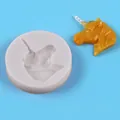 Unicorn head silicone mold for resin or chocolate craft with orange finished sample - Unicorn Profile (50-576-B Grey)