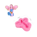 Pink silicone mold featuring an angel fairy design for fondant, chocolate, and cake decorating - Cute Fairy Style (50-1927-A)