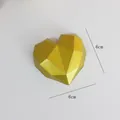 Décoration de gâteau en forme de cœur 3D géométrique doré de 6 cm pour la Saint-Valentin - Cœur Géométrique Or / S