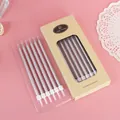 12-piece silver metallic long pencil birthday candles with kraft paper box - 12 PCS / Silver
