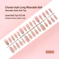 Elegant long tweed pattern press-on nails set with 30 pieces available in sizes XS S M - Plaid Design Style (S155-T) / 30 Packs / Nude Pink Plaid