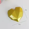 Cœur doré à facettes géométriques, 8x8 cm, pour décoration de gâteau ou dessert - Cœur Géométrique Or / L