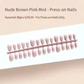 30 faux ongles autocollants dégradé rose nude pour manucure professionnelle DIY S270-T - Nude Brun Rose Brume Dégradé (S270-T) / Pack de 30
