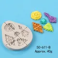 Stampo in silicone a rilievo barocco per decorazioni di torte al cioccolato e fondente - Stampo in Silicone Rilievo Europeo (50-611-B) / 8.8cm x 7.3cm / Bianco