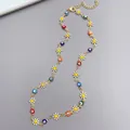 Catenina dorata con perline colorate a forma di malocchio e ciondoli a margherita - Collana Margherita e Malocchio Colorato