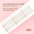 French moonlight style nude press-on nail tips set including 30 pieces in sizes XS/S/M - French Moonlight Style (S159-T) / 30 Pcs/Strip / Natural Nude