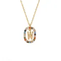 Elegante vergoldete Halskette mit regenbogenfarbenem Zirkonia-Anhänger und Buchstabe W - Goldener Buchstabe W (A1332A)