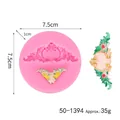 Stampo in silicone rosa stile rilievo europeo per decorazione torte fai da te e fondant - Stampo Rilievo Vintage Europeo (50-1394) / 7.5cm x 1cm / Rosa