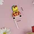 Cute cartoon dinosaur driving red car soft glue cake topper for kids birthday party decoration - Yellow Dinosaur Driving Red Convertible