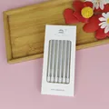 Lot de 6 bougies crayons argentées élégantes pour décoration de fête d'anniversaire et mariage - Ensemble de 6 pièces / Argent