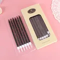 Set of 12 black long pencil birthday candles with gold glitter in kraft paper box - 12 PCS / Glitter Black