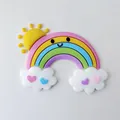 Soft colorful rainbow cake topper ornament with smiling sun and heart clouds for birthday - Soft Rubber Sun Rainbow