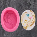 Pink DIY silicone mold for angel flower fairy sculpture with plaster casting sample - Angel Pink (50-1514-A)